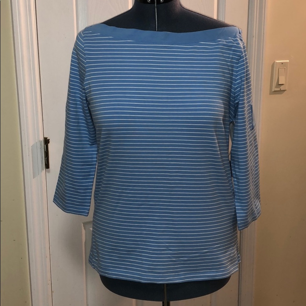 Women’s long sleeve striped semi off shoulder top